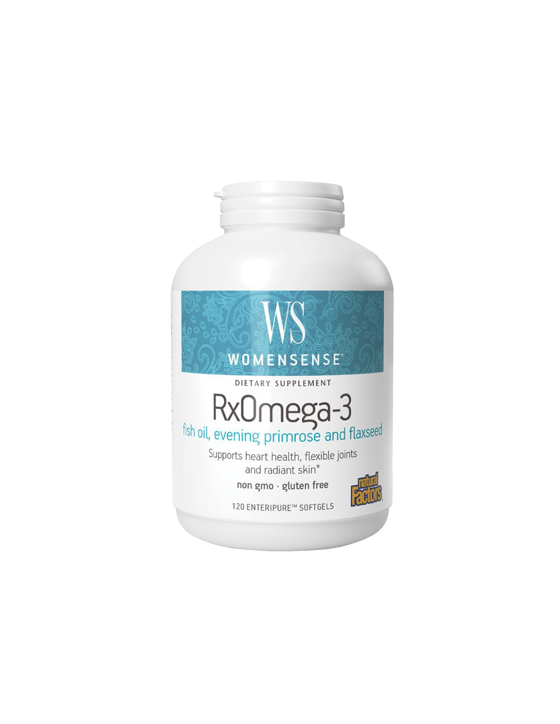 Fish Oil, Evening Primrose & Flaxseed WomenSense Rx Omega-3 - Women's Health, 120 Softgels Natural Factors