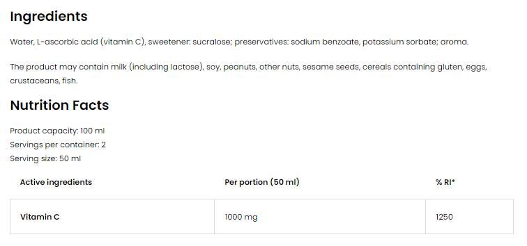 Shot de vitamina C 2000 - 100 ml