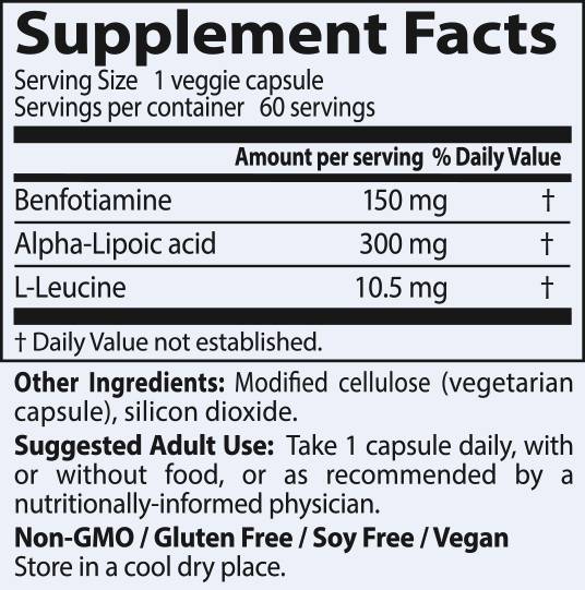 BEST Benfotiamine 150 mg + Alpha Lipoic Acid 300 mg - 60 capsules