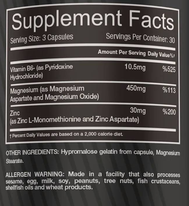 ZMA | con zinc, magnesio y b6 90 cápsulas