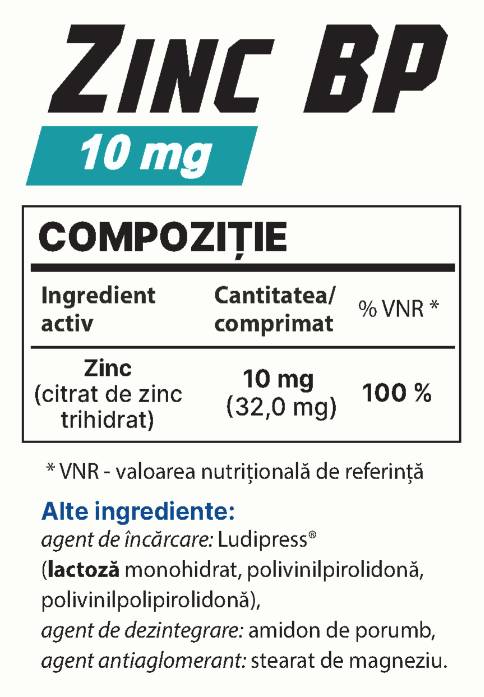 Zinc bp 10 mg - 40 Pëllen