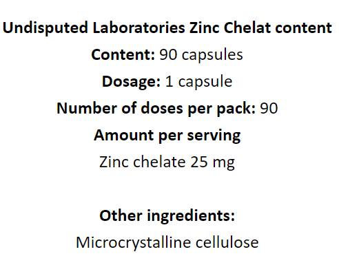 Quelato de zinc 25 mg - 90 cápsulas