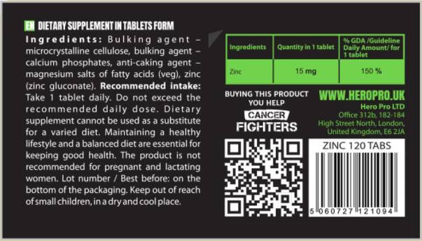 Glukonian cynku 15 mg 120 tabletek