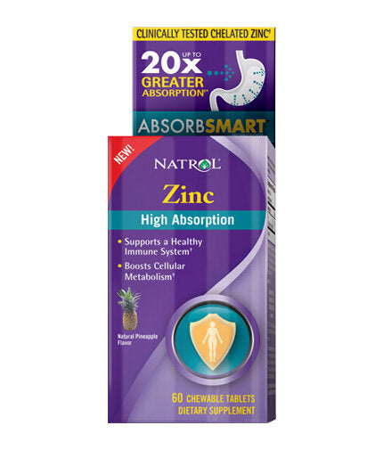 Zinc High Absorción 60 pestañas de masticación.