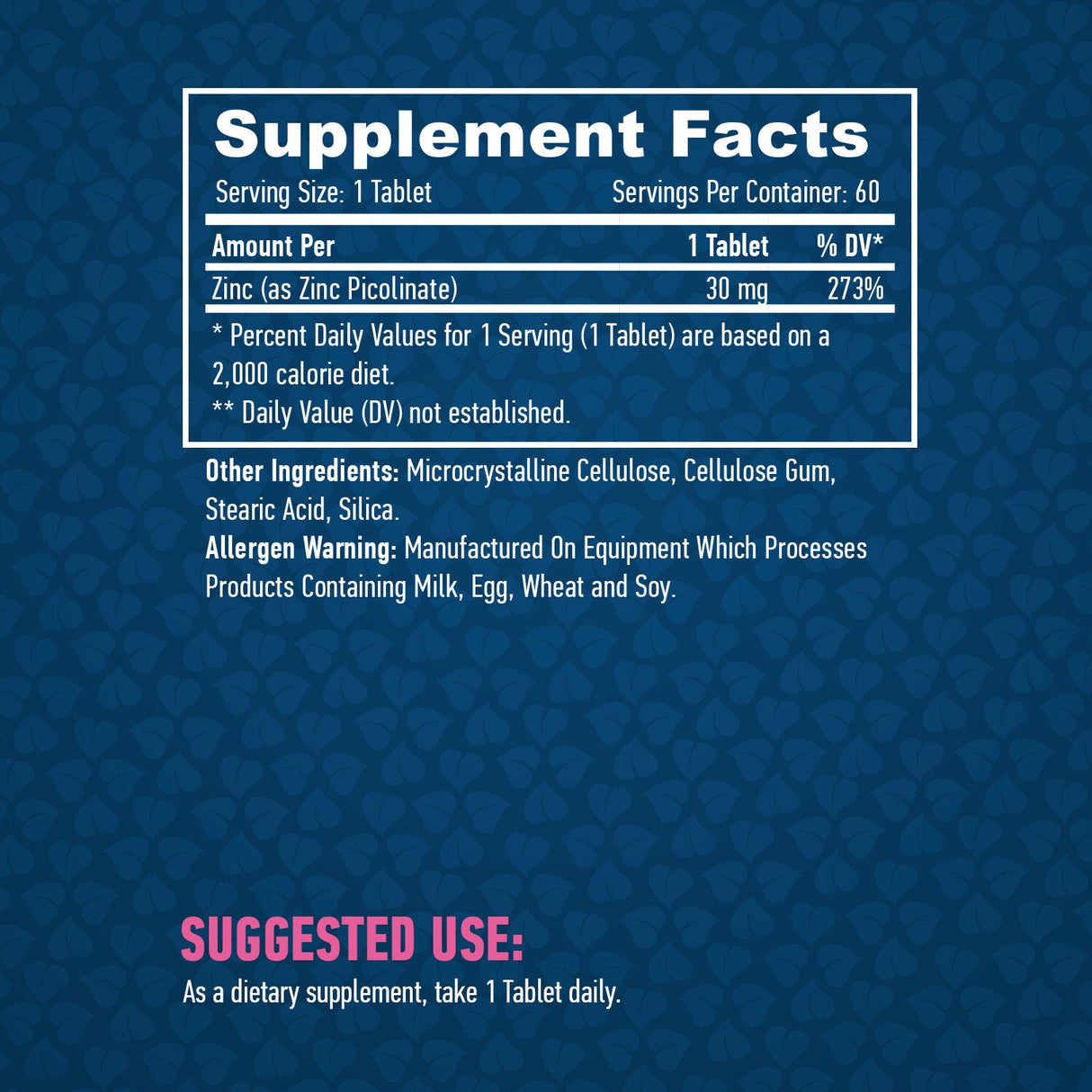 Zinc Picolinate 30 mg. / 60 Tabs.