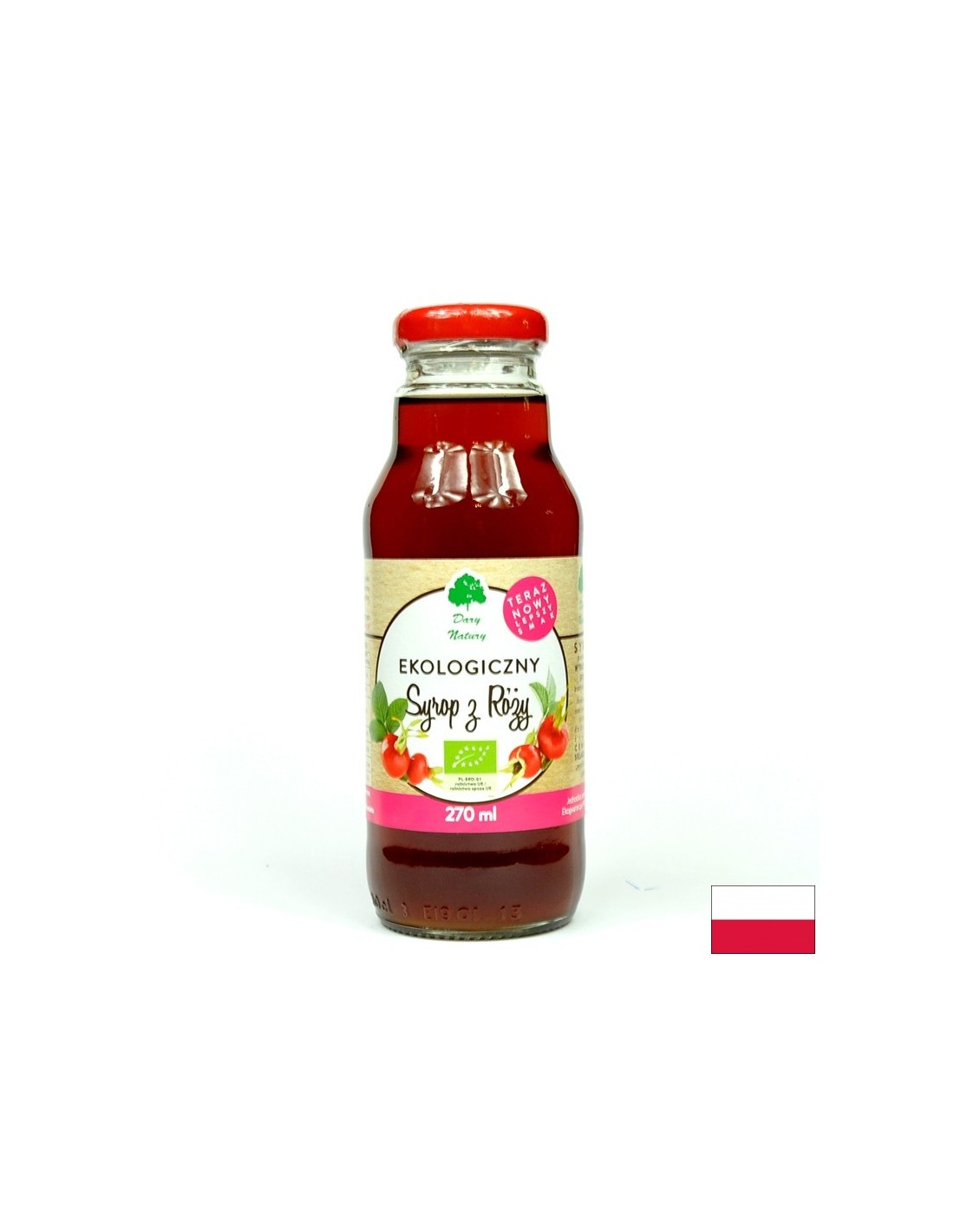 Organic rosehip syrup for adding to drinks and desserts - Heart and immune health, antioxidant, 270 ml