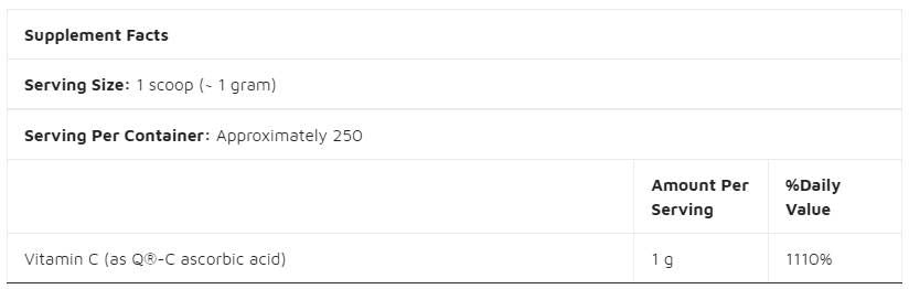 Pure Vitamin C Powder | Q®-C - 250 grams