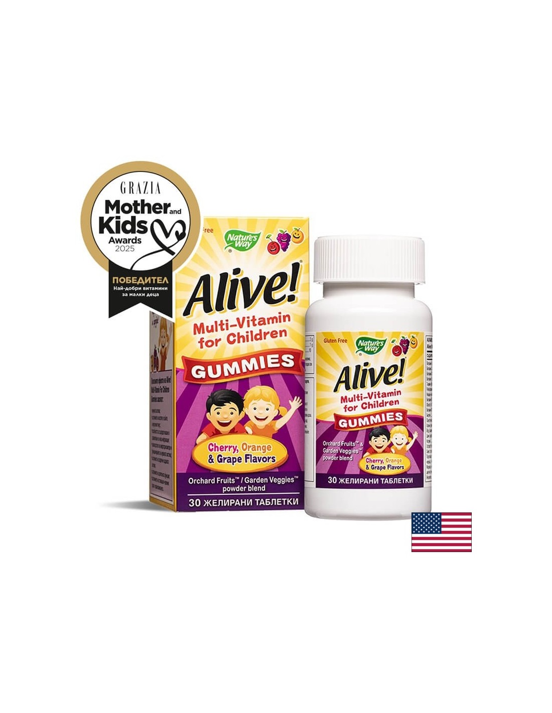 Alive! Multi-Vitamin for Children Gummies / Alive! Multivitamins for children, 30 gel tablets Nature's Way