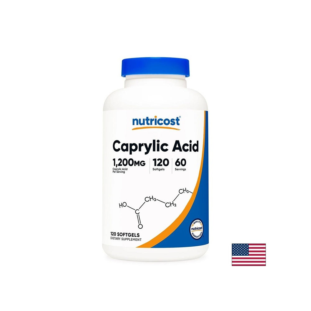 Antimicrobial and antifungal properties - Caprylic acid, 600 mg x 120 softgel capsules