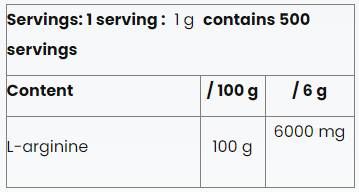 L-argininový prášek | 100% čisté - 500 gramů