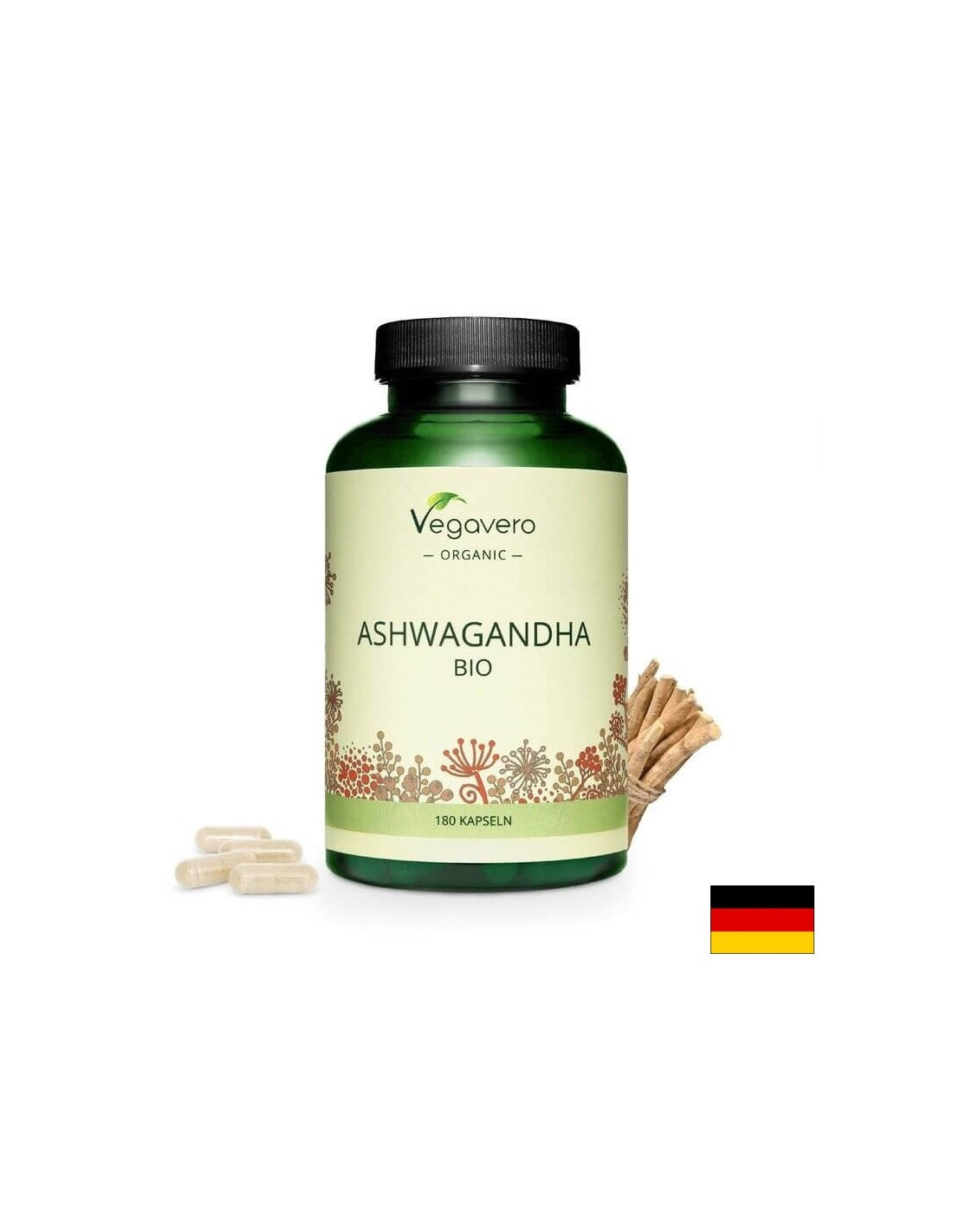 Ashwagandha BIO/ Bio Ashwagandha, 180 kapslí, 100% Vegan <tc>Vegavero</tc>