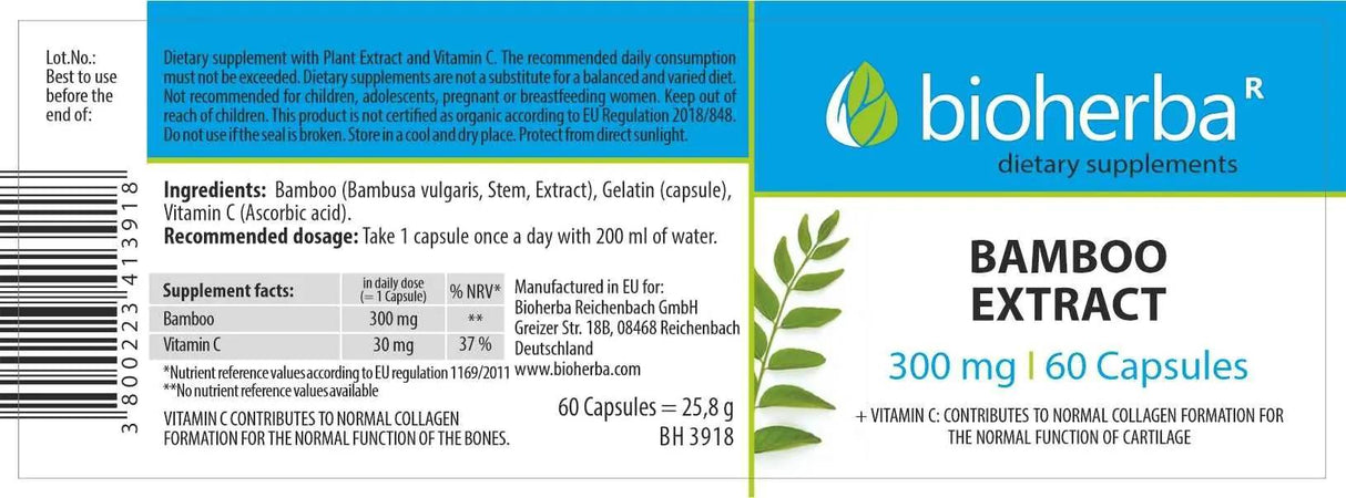 Extrato de bambu 300 mg - 60 cápsulas