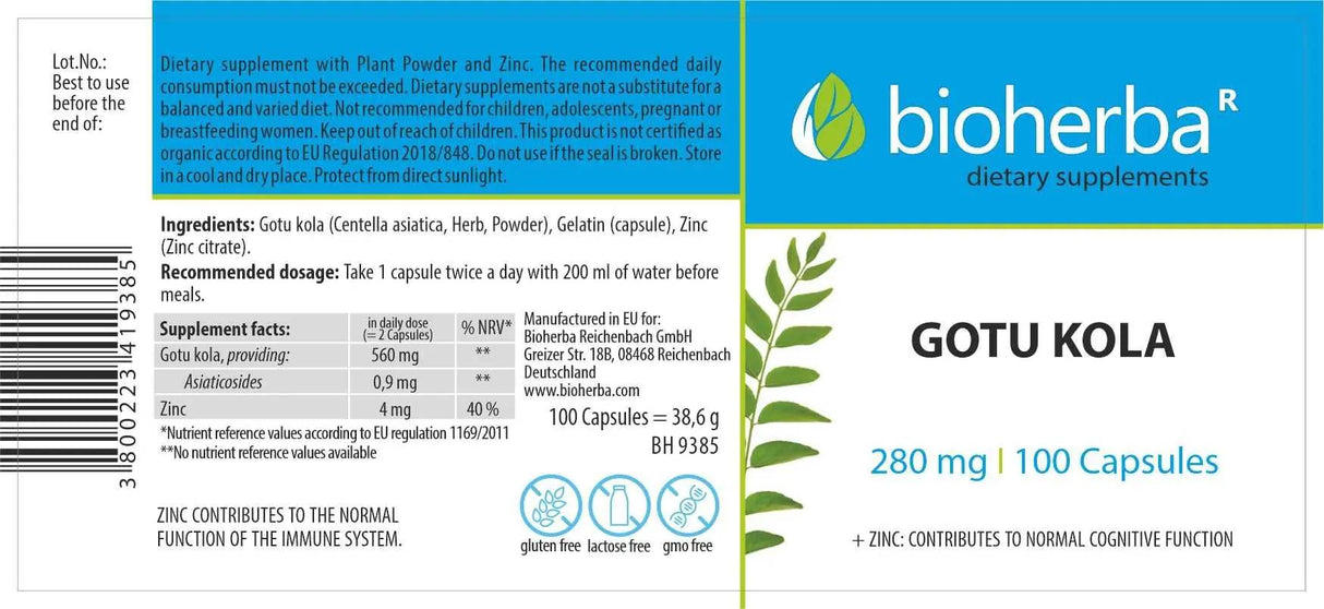 Gotu kola 280 mg - 100 tobolek