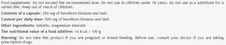 Hawthorn Flower & Leaf 250 mg - 100 capsules