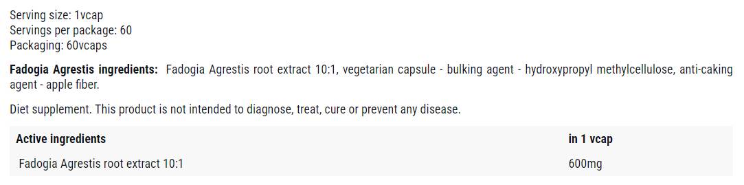 Fadogia Agrestis 600 mg - 60 cápsulas