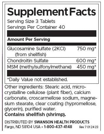 Glucosamine, Chondroitin & MSM - Highest Strength - 120 Tablets