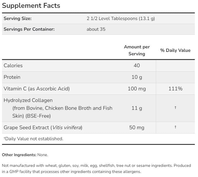 Multi Collagen Protein Types I, II & III Powder - 454 grams