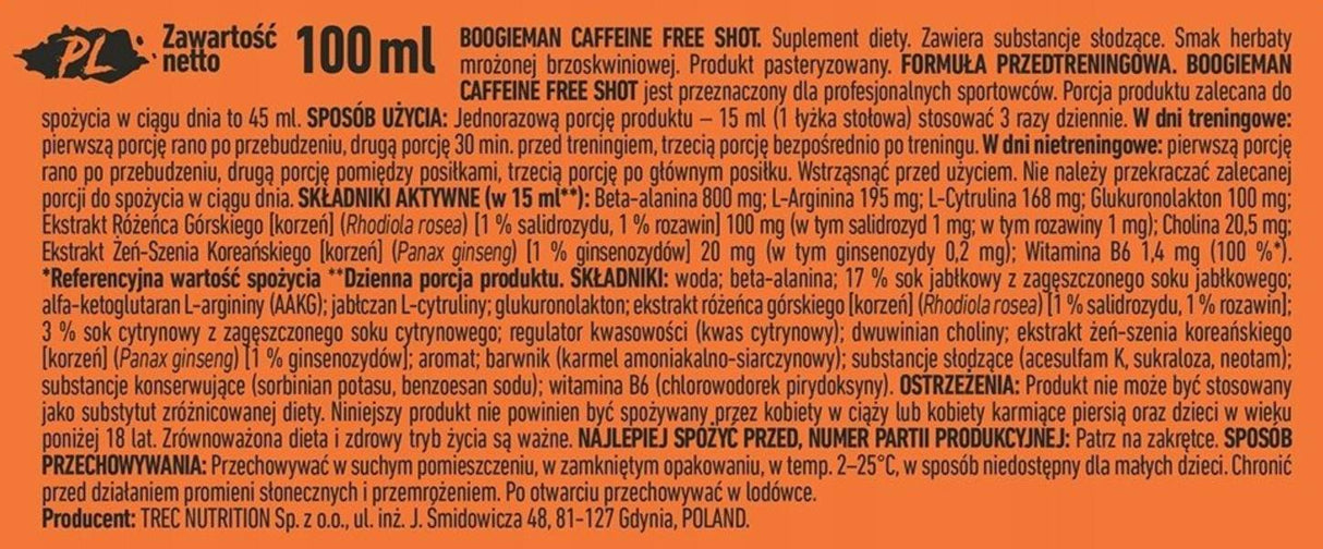„Boogieman Shot |“ Kofeino nemokama prieš treniruotę - 100 ml