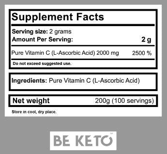 Vitamina C 100% em pó - 200 gramas