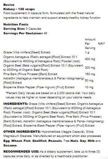 Kidney | with Astragalus & Beet Root - 135 capsules
