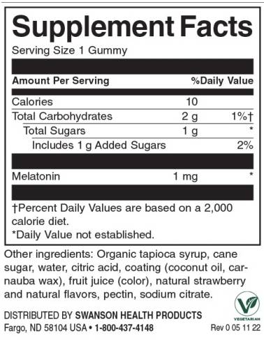 Melatonin Low Dose Gummies 1 mg | Strawberry - 60 Chewable Tablets