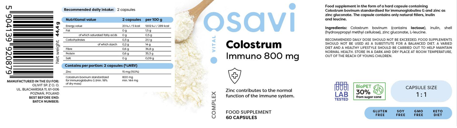 Colostro imuno 800 mg - 60 cápsulas