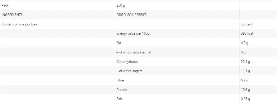 Dried Goji Berries - 250 grams