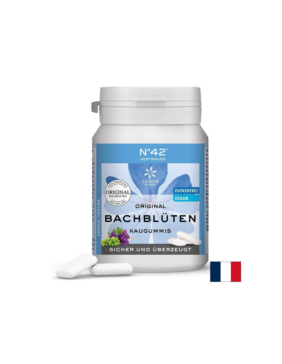 Dr. Bach Flower Essence Chews N°42 - Confidence and Confidence in One's Own Capabilities, 40 Blueberry Flavored Chews