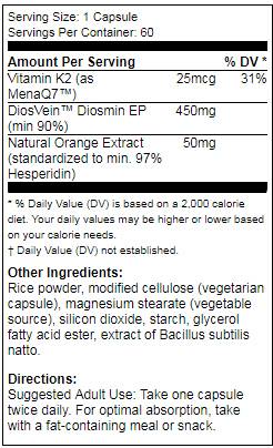 Parim veenitugi, millel on diosvein - 60 kapslit