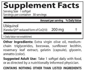 BEST Ubiquinol Kaneka QH 200 mg - 30 Gel capsules