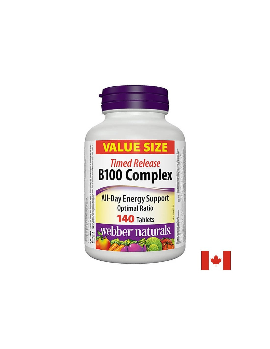 Metabolismo energético, sistema nervioso, actividad cardíaca - complejo de vitamina B100, 140 tabletas