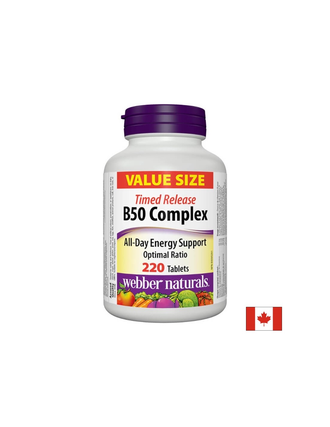 Energie, hersenactiviteit en cardiovasculair systeem - vitamine B50 -complex, 220 tabletten