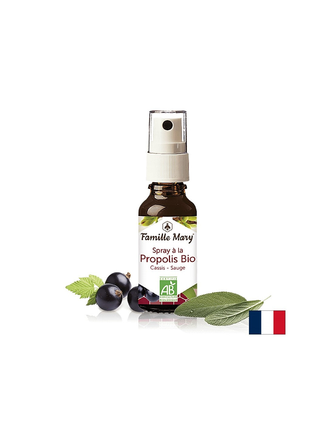 Spray à la Propolis Bio / Throat spray with brown propolis, sage and blackcurrant, 20 ml Famille Mary