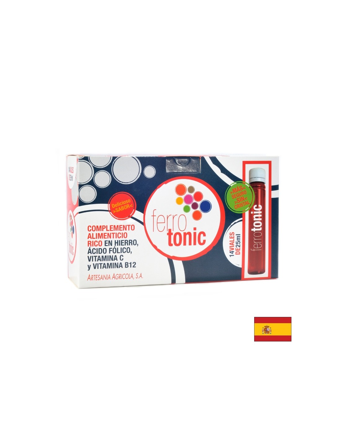 Železo + kyselina listová a vitamíny B12 & C - Ferro Tonic - Blood Tonic, Ochrana proti anémii a únavě, 14 ampule x 25 ml