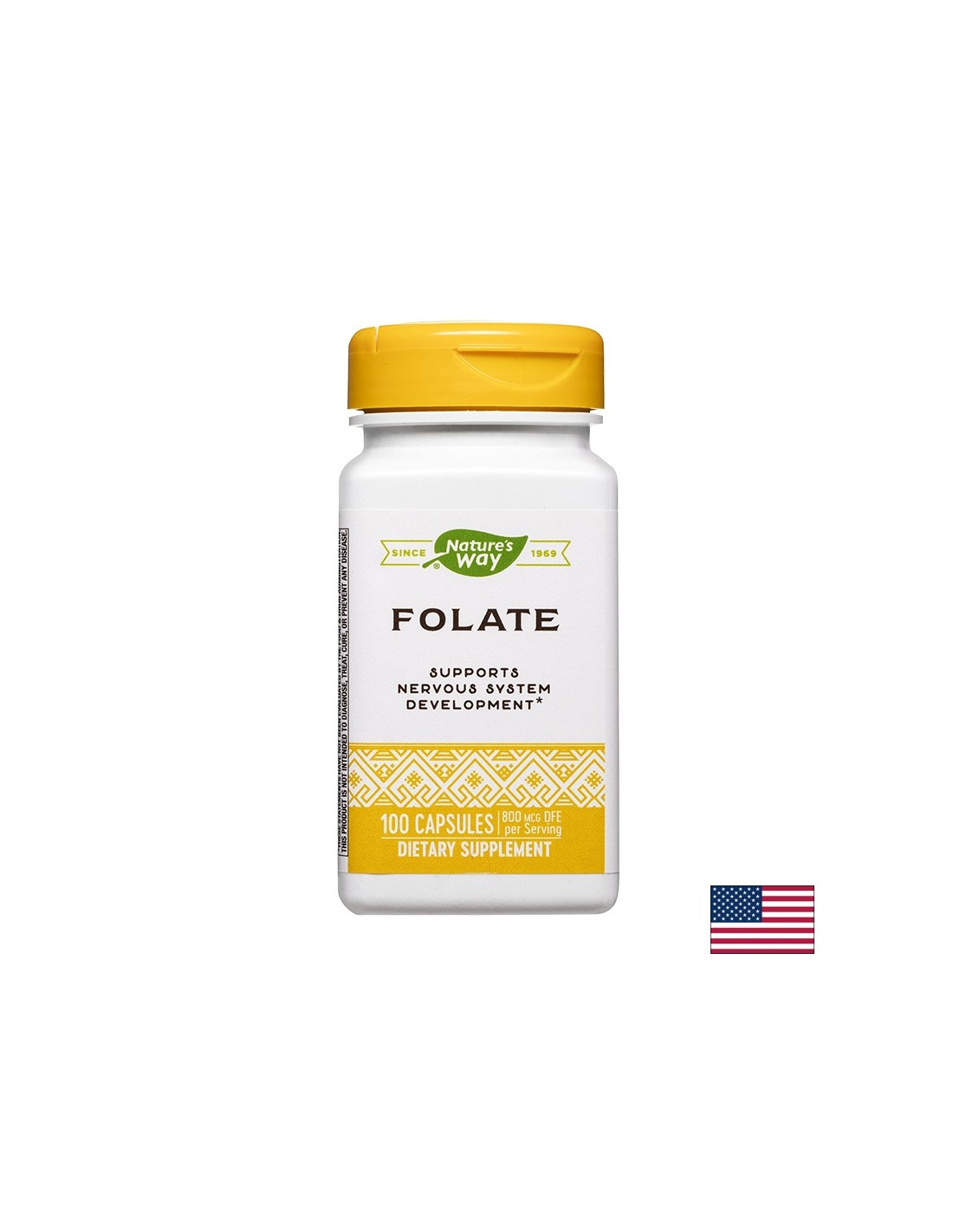 Folate - Folate 800 µg / Folic acid 480 µg, 100 capsules Nature's Way
