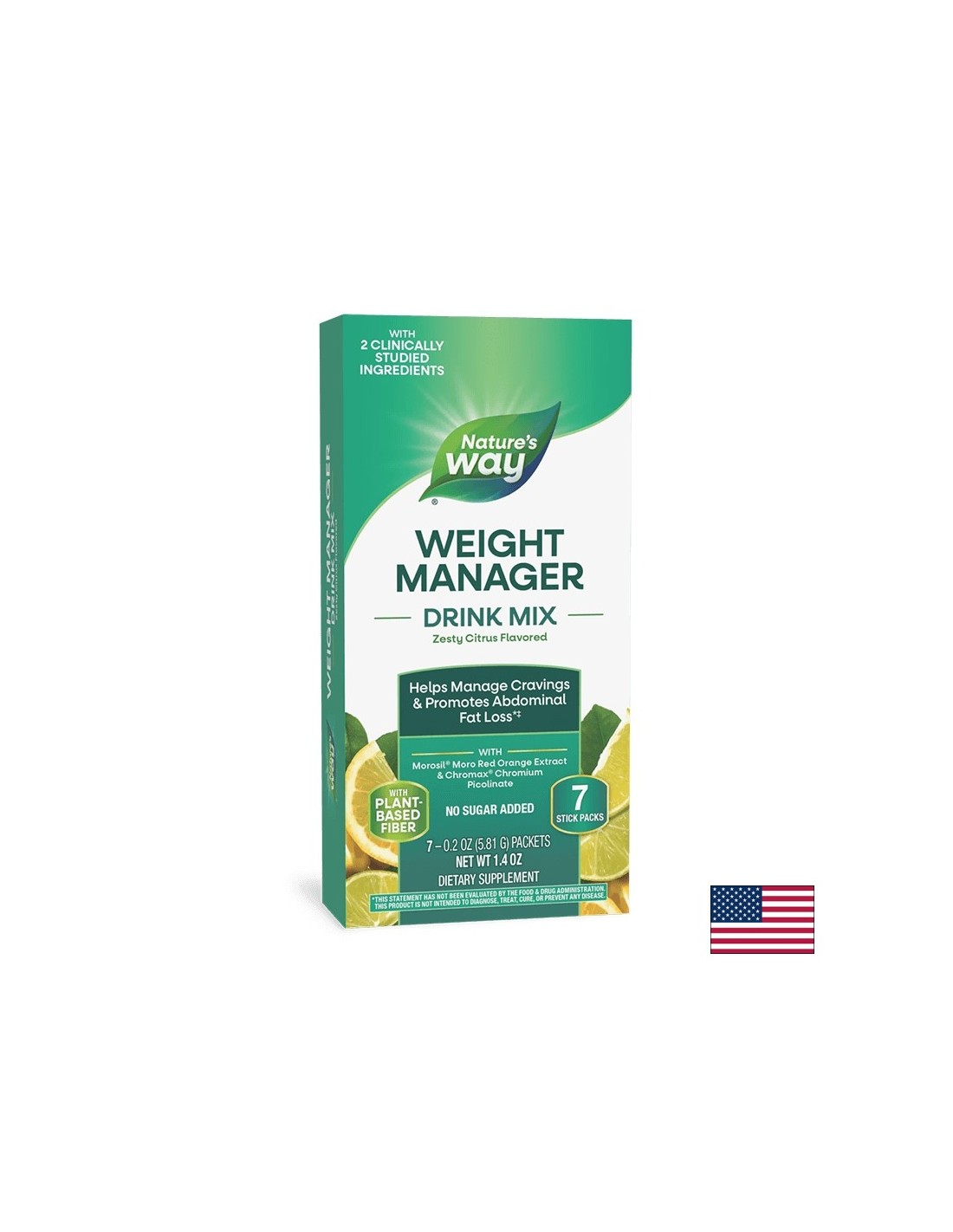 Appetite, weight and belly fat control formula - Weight Manager - 7 sachets, citrus flavored