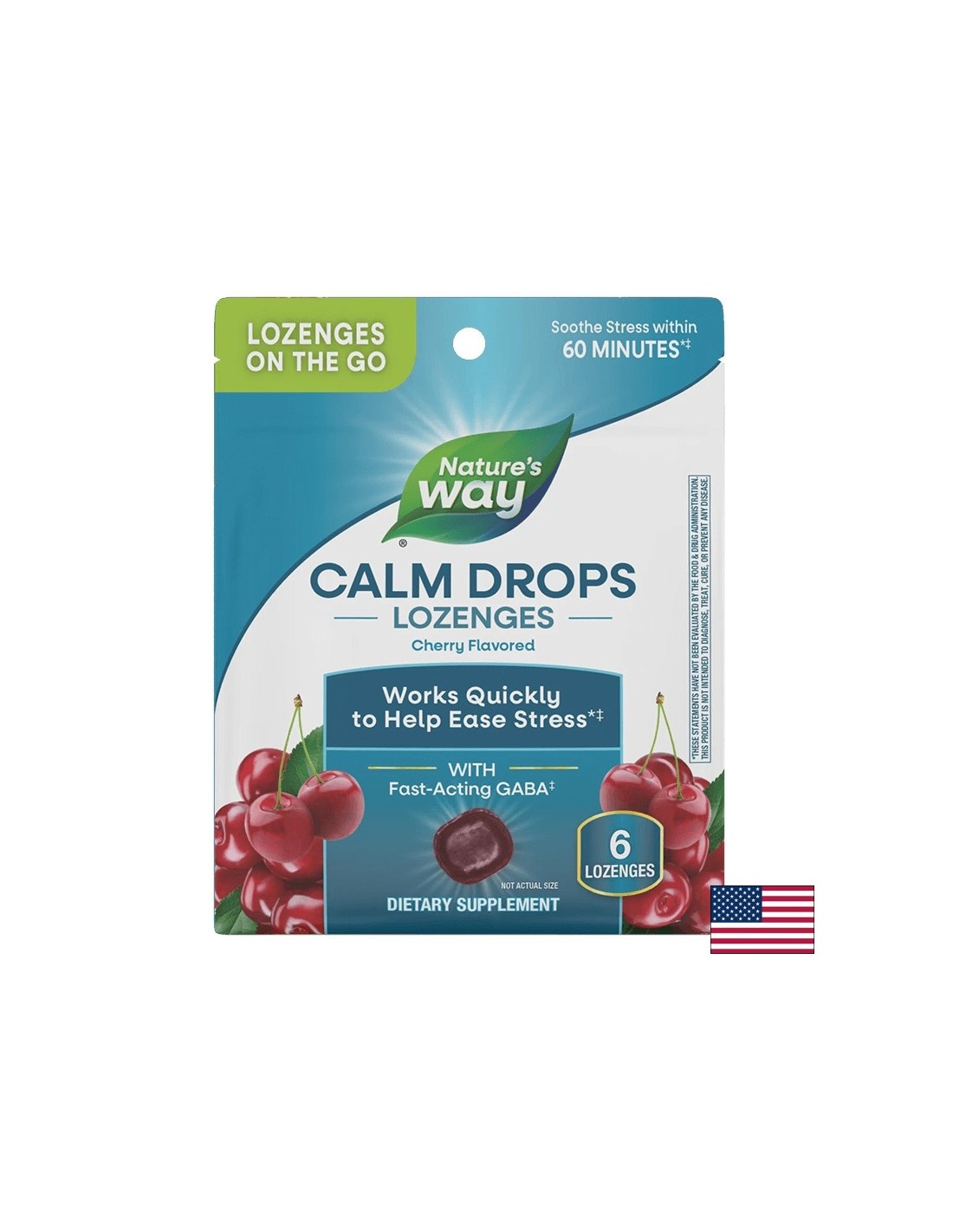 GABA (gamma-aminobutyric acid) - Calmness and gentle anti-stress effect, 100 mg x 6 lozenges, cherry flavor