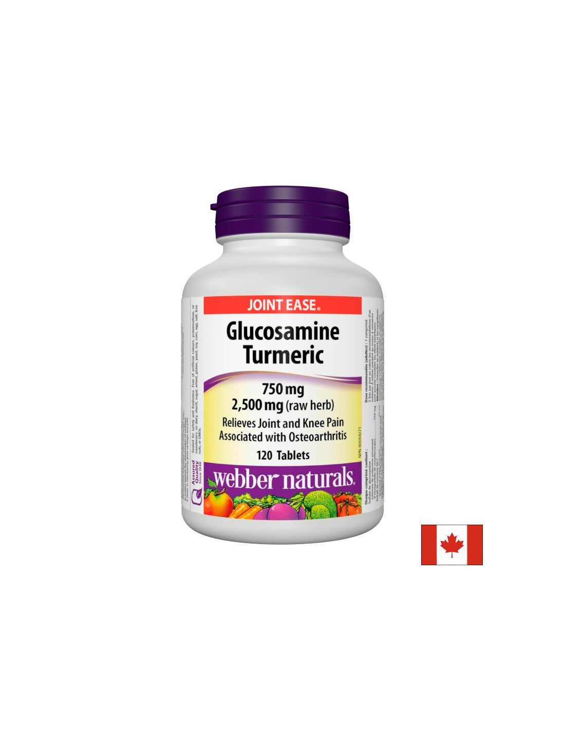 Glucosamine Turmeric - Glucosamine Sulphate + Turmeric - Healthy joints, 120 tablets Webber Naturals