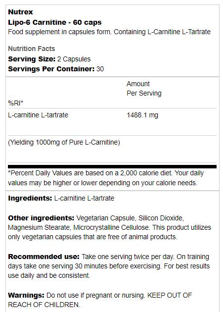 Lipo 6 / L-Carnitine - 60 capsules