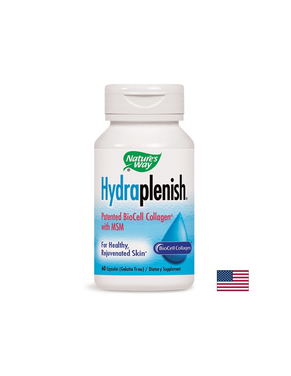 Collagen with Hyaluronic Acid and MSM Hydraplenish® - Beautiful skin and healthy joints, 750 mg, 60 capsules Nature's Way