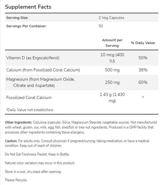 Coral Calcium Plus | with Calcium, Magnesium & Vitamin D - 250 capsules