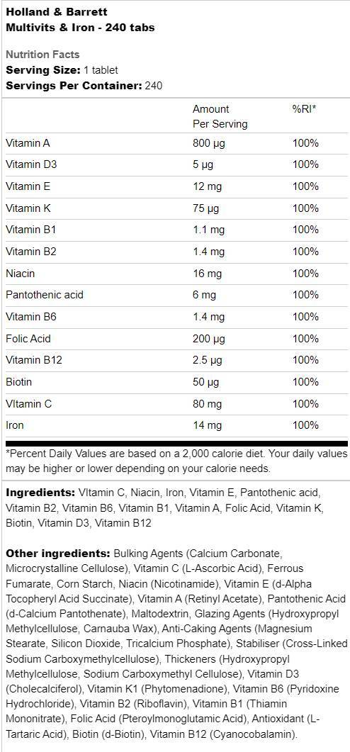 Multivits & Iron - 60 Tablets