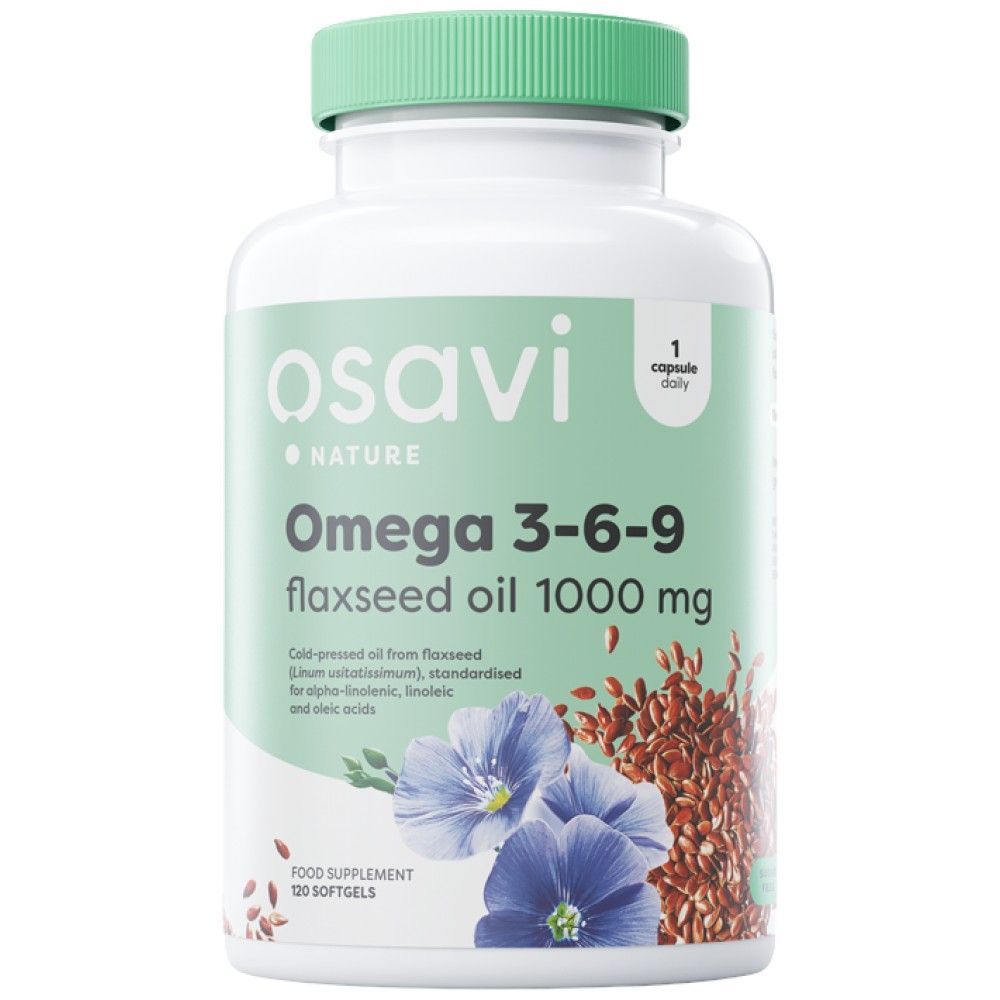 Omega 3-6-9 Aceite de linaza 1000 mg-120 Softgels