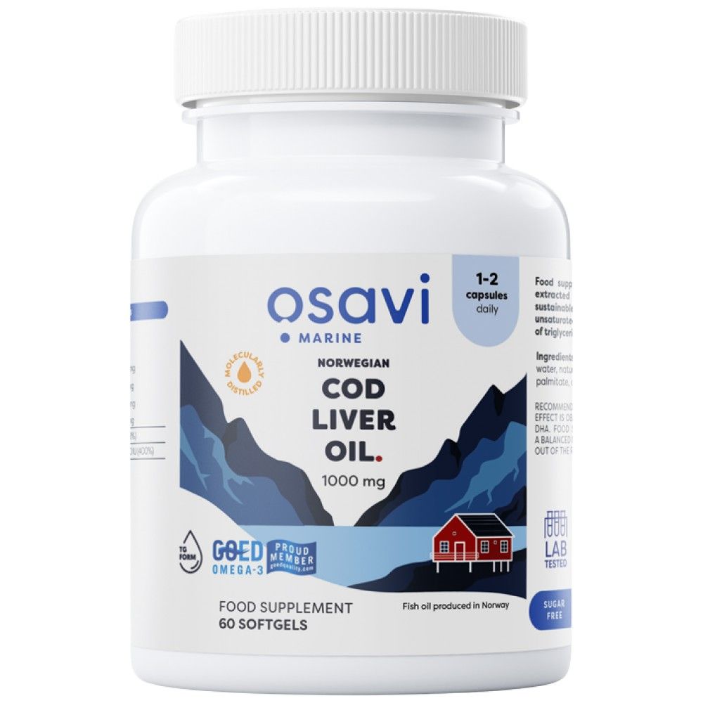Norwegian COD Aceite de hígado 1000 mg | Capsules con sabor a limón - 60 gel