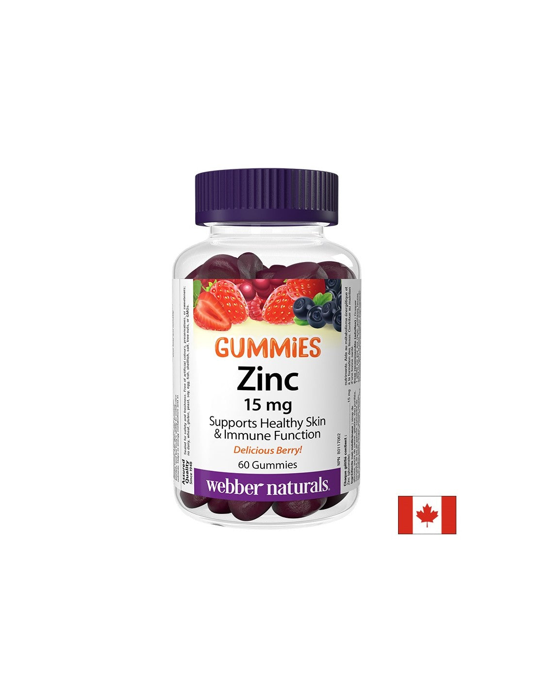 Immunity - Zinc (Gluconate) Gummy 15 mg, 60 fruit-flavored jelly tablets