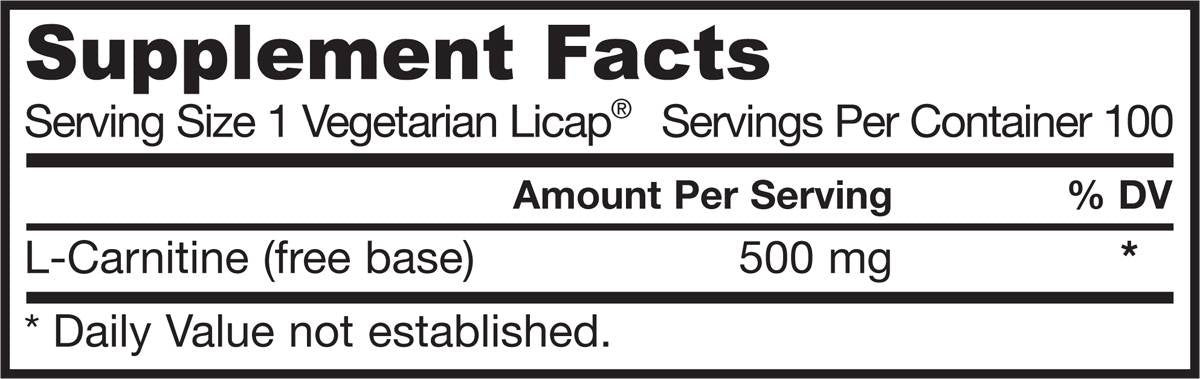 L -carnitina Tampa líquida 500 mg - cápsulas de 100 gel