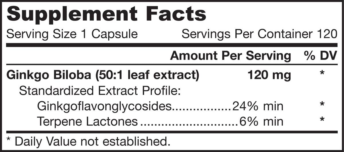 Ginkgo biloba 120 mg 120 cápsulas