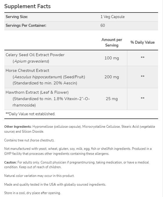Sellerie Sated Extrakt 100 mg | mat Päerdskëscht & Hawthorn - 60 Kapselen