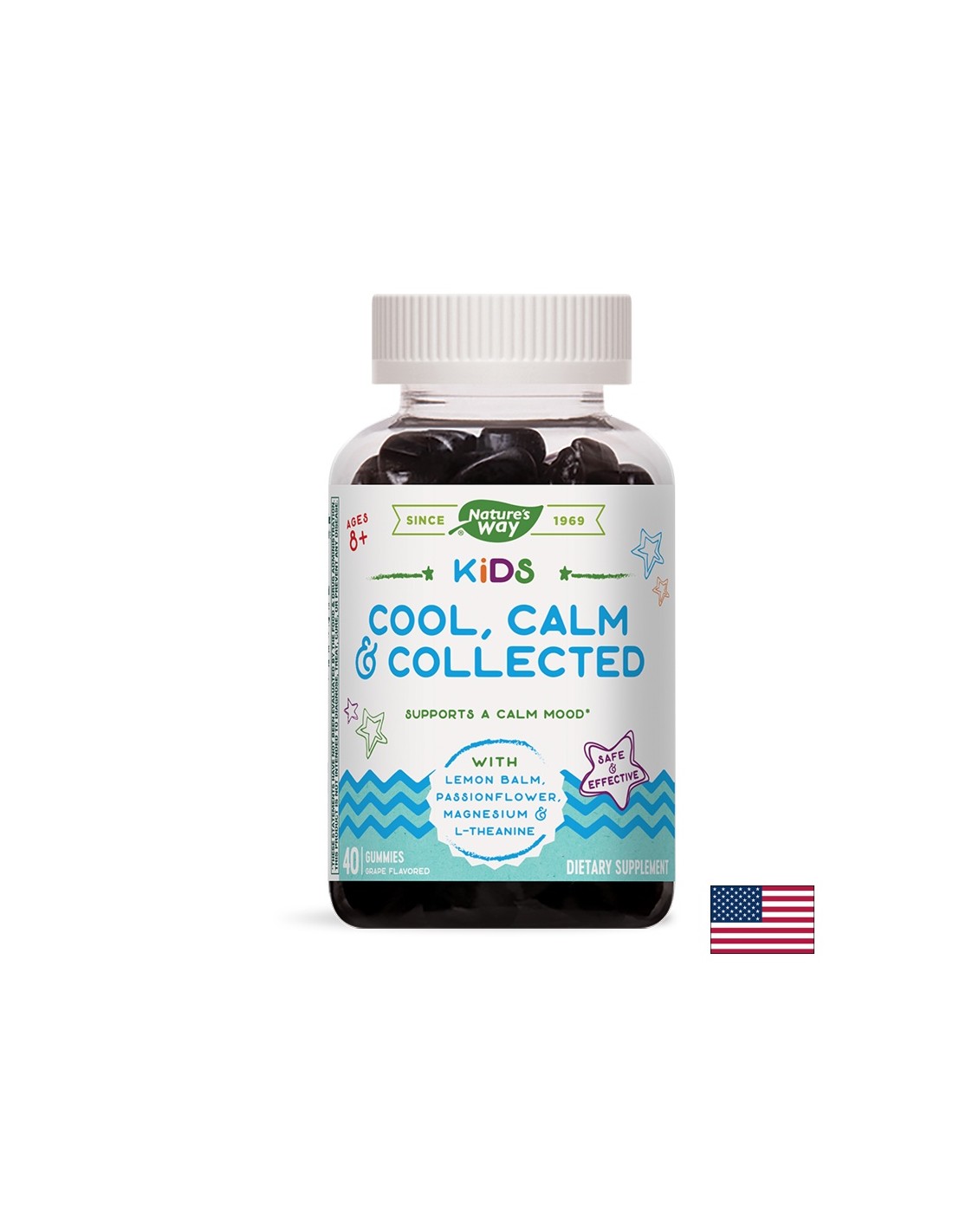 Kids Cool, Calm & Collected /With lemon balm, passionflower, magnesium, L-theanine/, 40 Nature's Way gel tablets