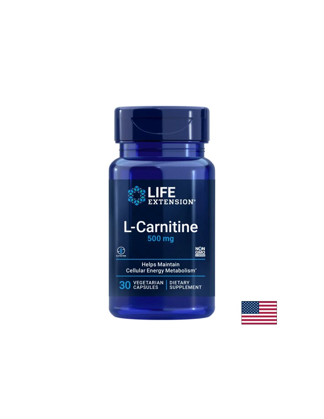 Salud celular y sistema nervioso: L -carnitina (tartrato), 500 mg x 30 cápsulas